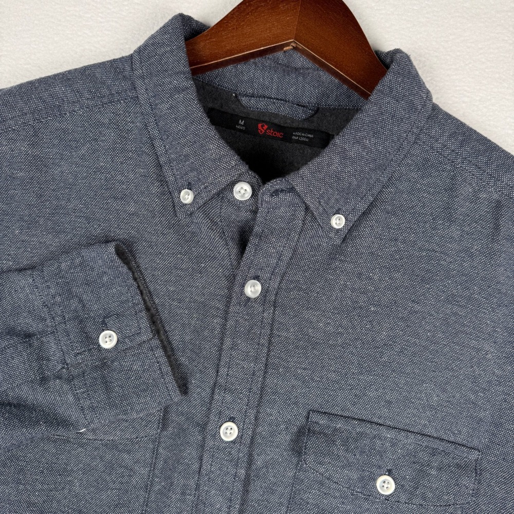 Stoic Button Down Shirt Mens M Blue Lightweight Flannel L/S Chest Pockets